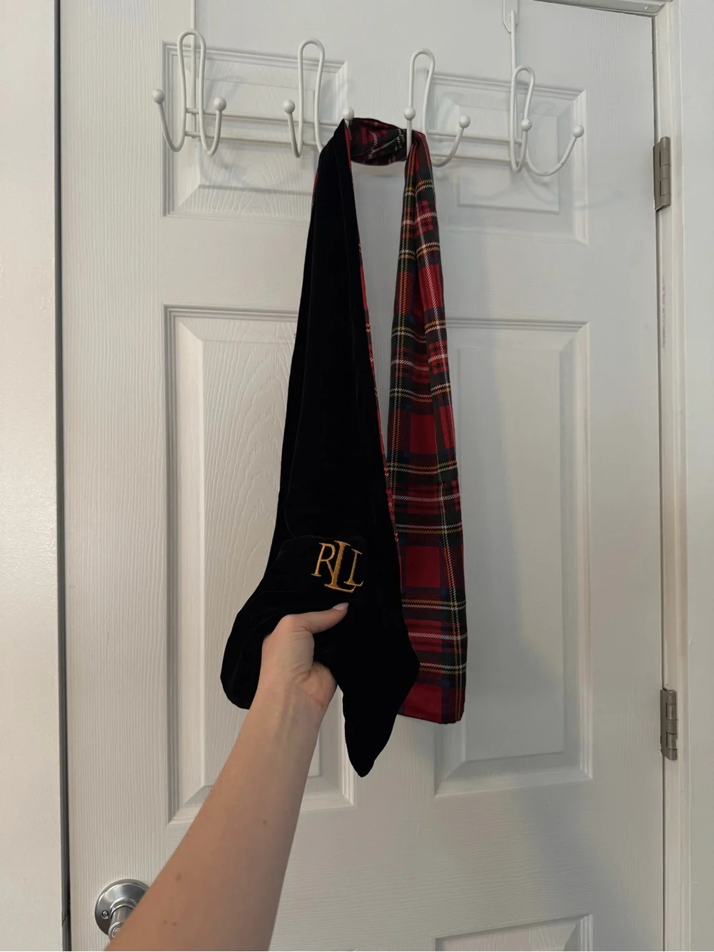 Vintage Ralph Lauren velvet plaid scarf